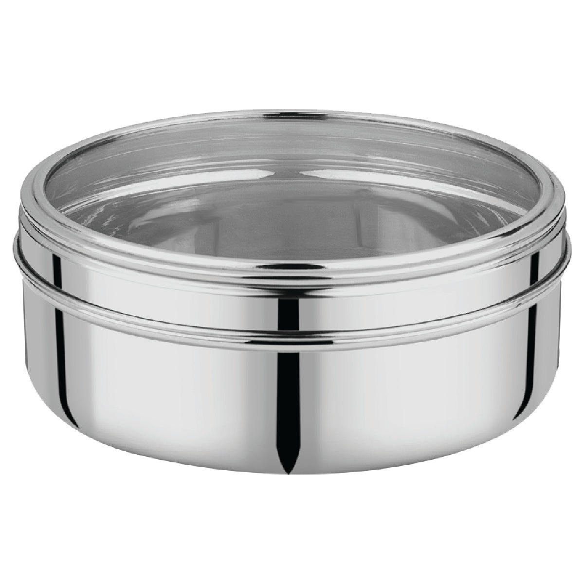Stainless Steel Container See Through 13 (Puri Dabba) - 22x6.8cm - PD- 3PC ST (PD-13-ST)