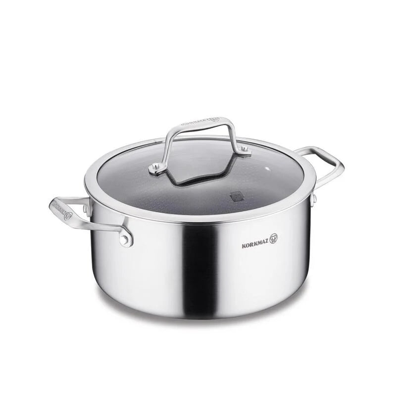 Korkmaz Altima Casserole with Glass Lid 24x12cm- 5.4L - A3872