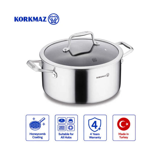 Korkmaz Altima Casserole with Glass Lid 24x12cm- 5.4L - A3872