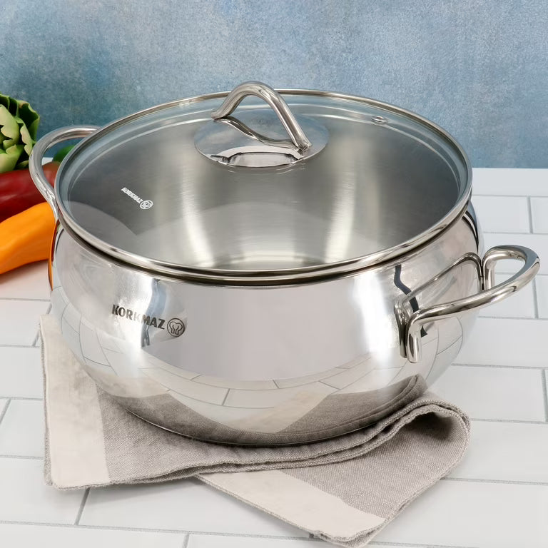 Korkmaz Tombik Casserole with Glass Lid 18x10cm-2.5L-A1072
