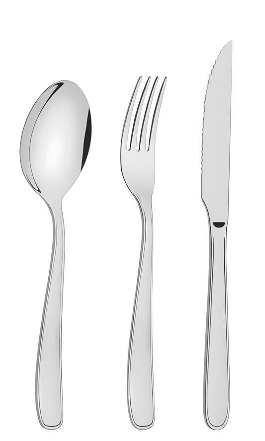 Tramontina Maresias stainless steel flatware set with steak knives, mirror finish 24 pc set-66902/014