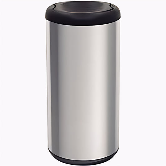 Tramontina 40L stainless steel Piemonte swing bin with a Satin finish, with a black polypropylene lid-94539/200