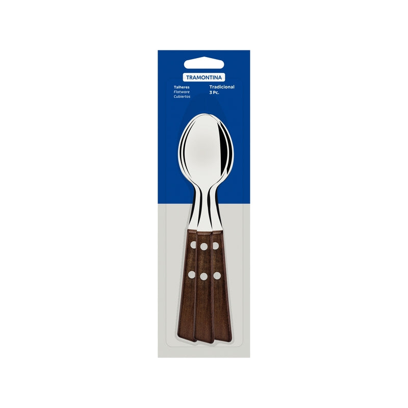 Tramontina Tradicional 3-Piece Set of Table Spoons with Stainless-Steel Blades-22203/300