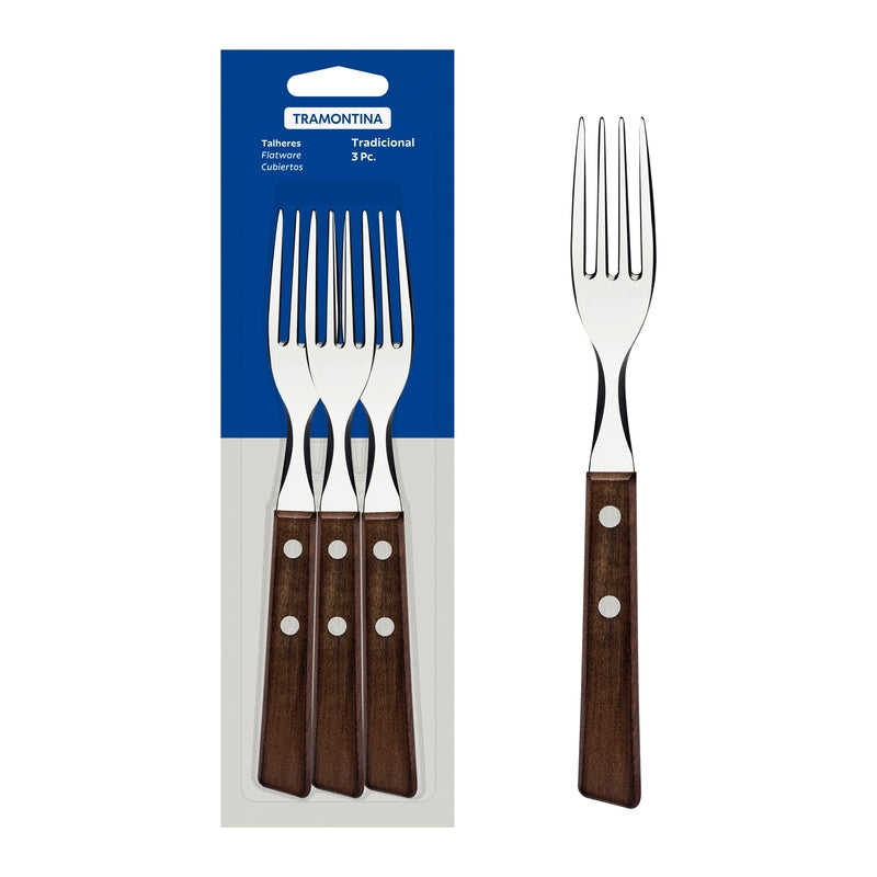 Tramontina Traditional 3-Piece Set of Table Forks with Stainless-Steel Tines -22202/300