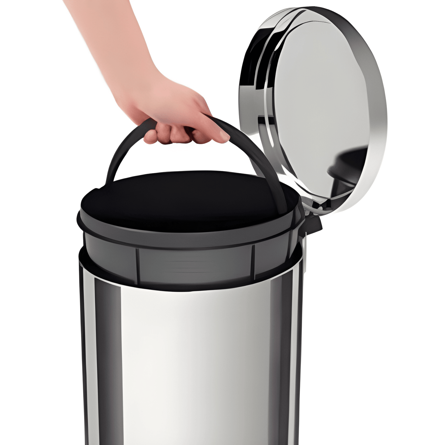 Tramontina Stainless Steel Brazil 12 L pedal bin with polished finish and internal bucket-94538/112