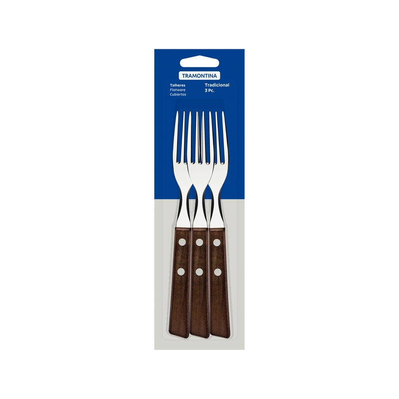 Tramontina Traditional 3-Piece Set of Table Forks with Stainless-Steel Tines -22202/300
