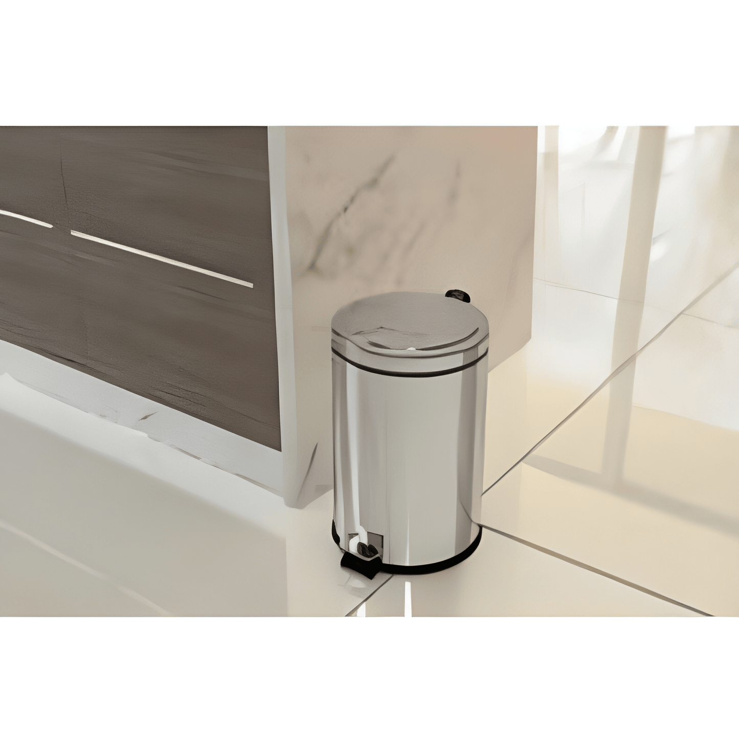 Tramontina Stainless Steel Brazil 12 L pedal bin with polished finish and internal bucket-94538/112