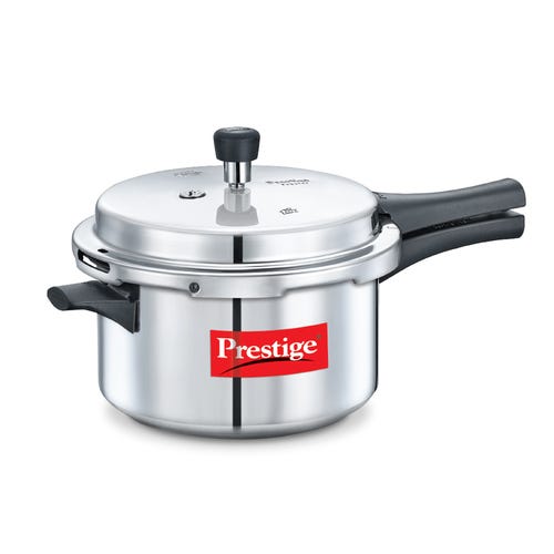 Prestige Popular Virgin Aluminium Precision Weight Valve Pressure Cooker, 5 L (Silver) - 10013