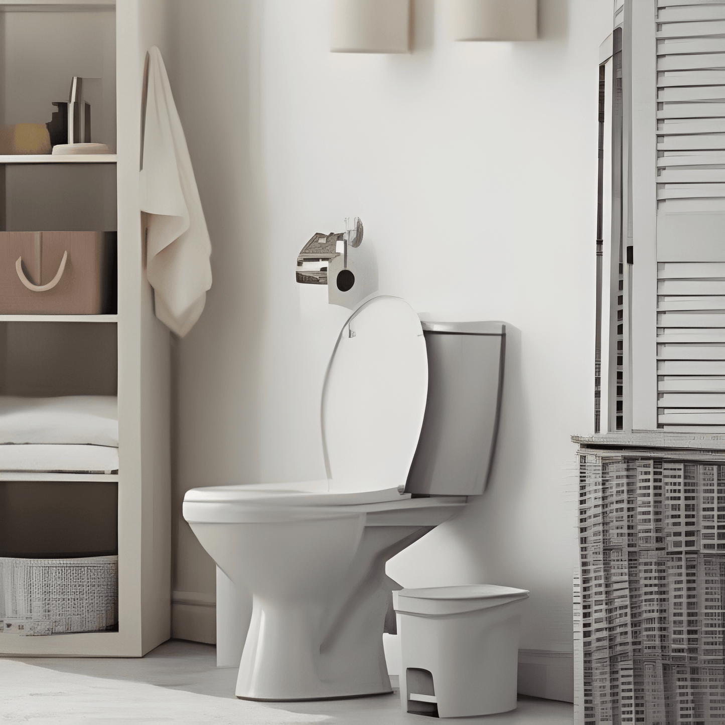 Tramontina Compact 7-Liter Trash Bin with Pedal in White Polypropylene with Galvanized Steel Rod-92851/010