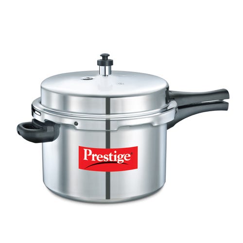 Prestige Popular Virgin Aluminium Precision Weight Valve Pressure Cooker, 8.5 L-10037