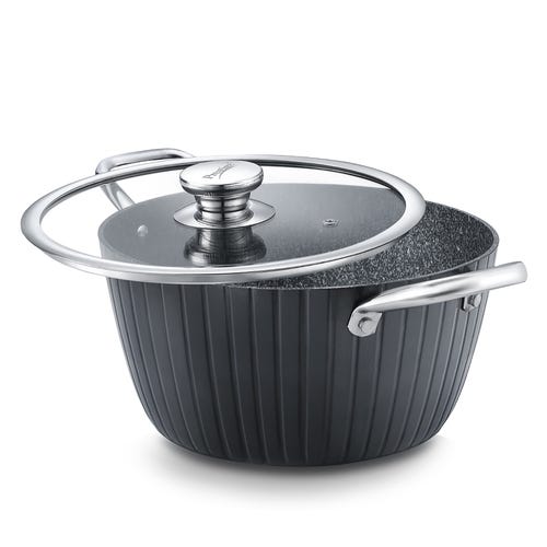 Prestige Durastone Hard Anodised 6 Layer Non-Stick Casserole with Glass Lid, (24 cm, 4 Litre).-37580