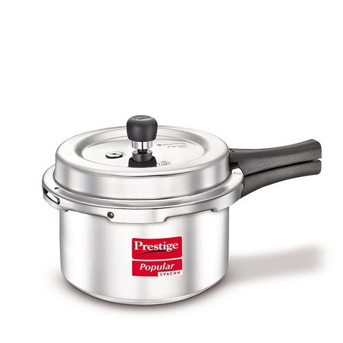 Prestige Popular Svachh Virgin Aluminium Spillage Control Pressure Cooker, 3L- 10165