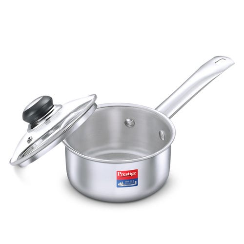 Prestige 18cm/2L Tri-Ply Stainless Steel Splendor Sauce Pan with Glass Lid- 37418