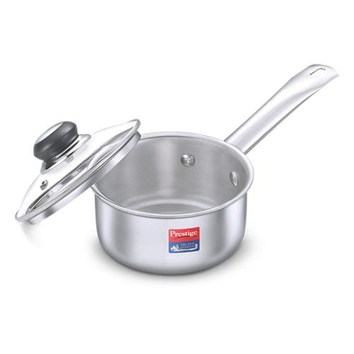 Prestige 16cm/1.5L Tri-Ply Stainless Steel Splendor Sauce Pan with Glass Lid - 37417