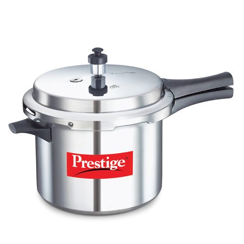 Prestige Popular Virgin Aluminium Precision Weight Valve Pressure Cooker, 5.5 L-10016