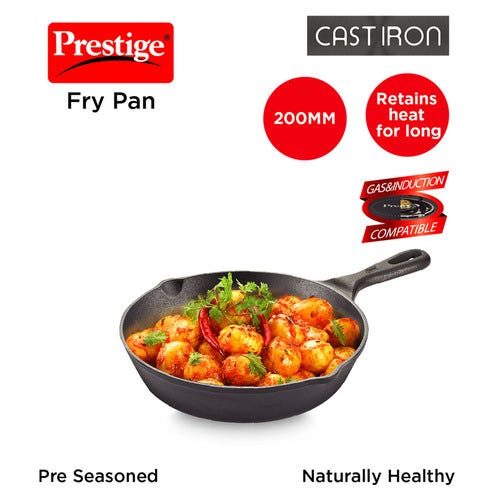 Prestige Cast Iron Scratch Resistant Round Base Fry Pan, 20cm- 30558