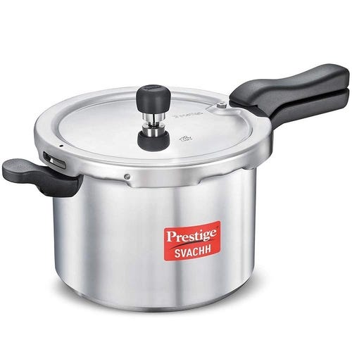 Prestige Svachh Aluminium Anti Bulge Gas and Induction Compatible Pressure Cooker, 7.5 L-10727