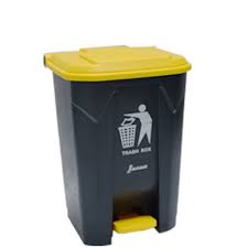 Dustbin Plastic Pedal Black and Yellow 30LTR-30K