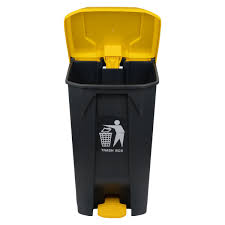 Dustbin Plastic Pedal Black and Yellow 100LTR-100K