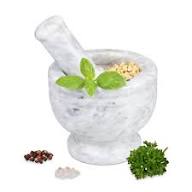 Mortar & Pestle Marble Stone 11x10.5cm- 1111