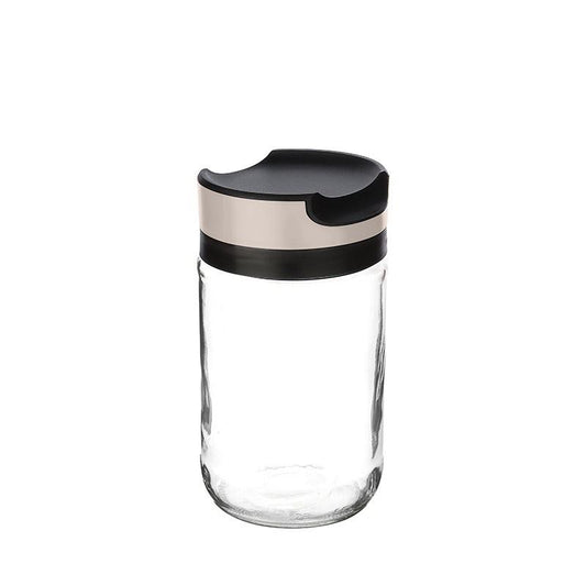 GLASSER JAR WITH LID (TURQUOISE / COFFEE / GREY)660ML-KC-422