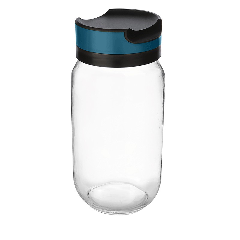 GLASSER JAR WITH LID (TURQUOISE / COFFEE / GREY)1000ML-KC-424