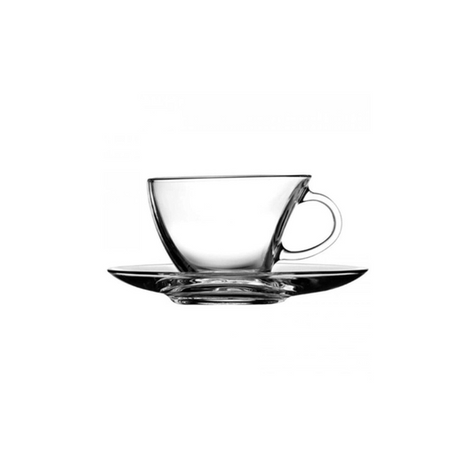 Pasabahce Penguen Cup & Saucer 6pcs 230ml Glass Tea / Coffee Set - 98396